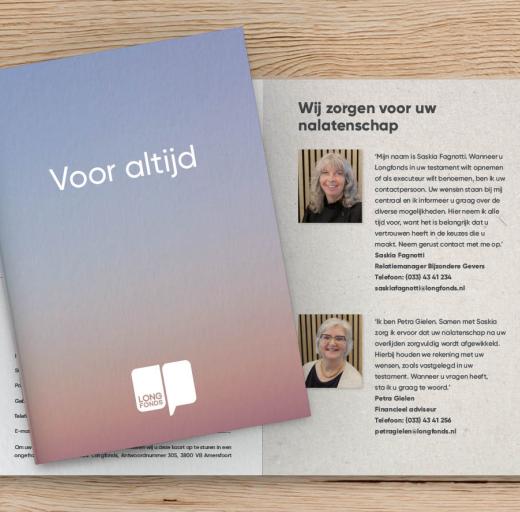 Boekje nalatenschap met als titel 'Voor altijd'.